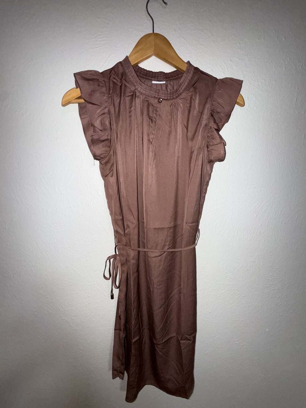 Lascana Ruffle Flutter Sleeve Belted Midi Dress